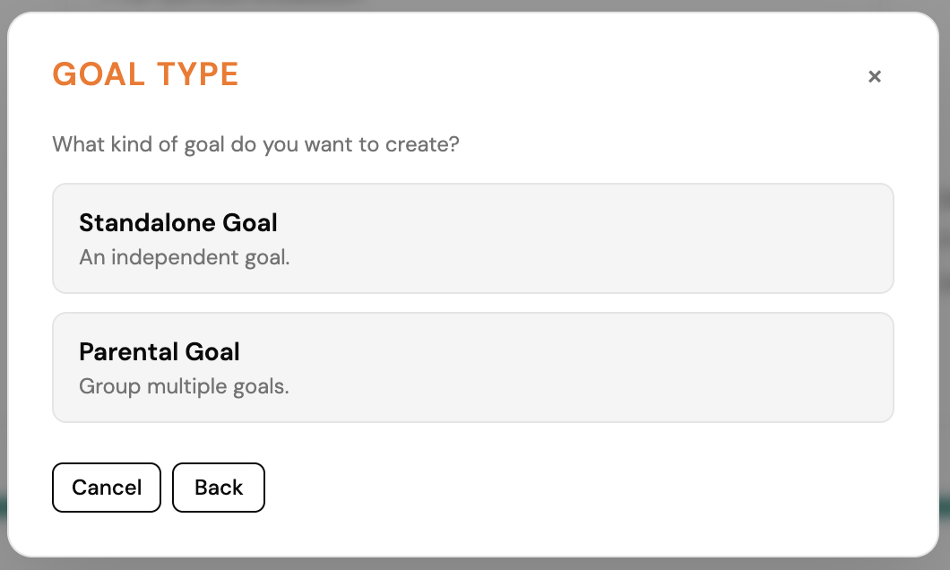 Goal type selection.